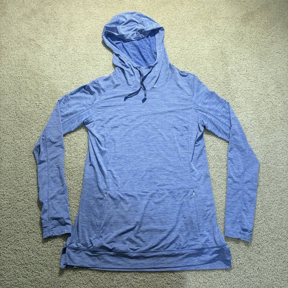 ExOfficio Insect Shield Long Sleeve Lightweight Hoodie Thumb Holes Small Blue